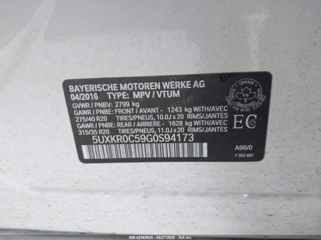 5UXKR0C59G0S94173 BMW X5 Xdrive35i