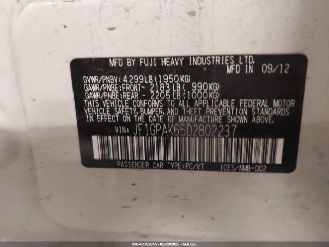 2013 SUBARU IMPREZA JF1GPAK65D2802237 Photo 8