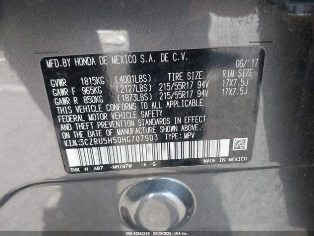 3CZRU5H50HG707903 Honda r18z9