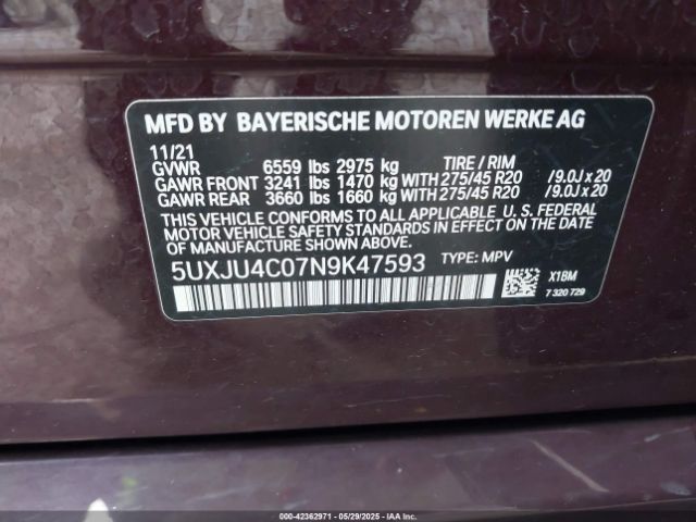 2022 BMW X5 5UXJU4C07N9K47593 Photo 8