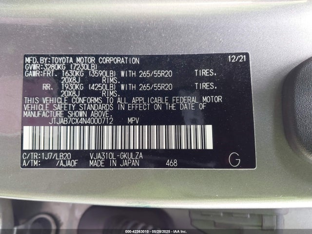 JTJAB7CX4N4000712 Lexus v35a-fts
