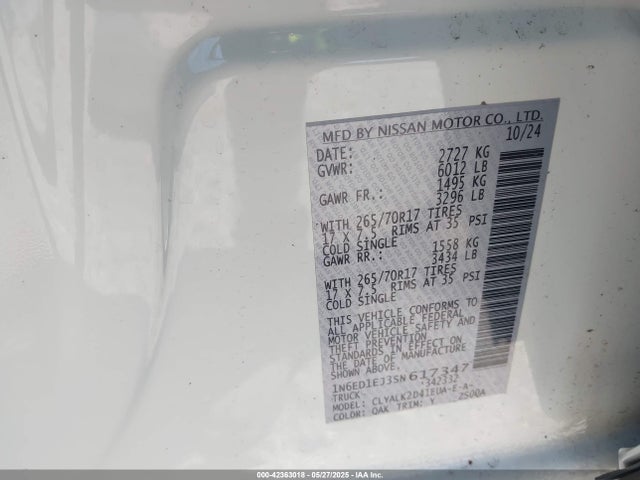 Nissan Frontier 2025 1N6ED1EJ3SN617347 Image 9