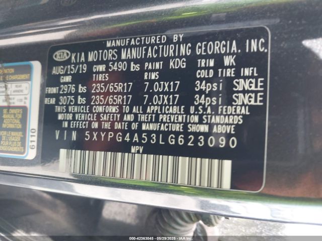 5XYPG4A53LG623090 KIA gdi lambda-ii