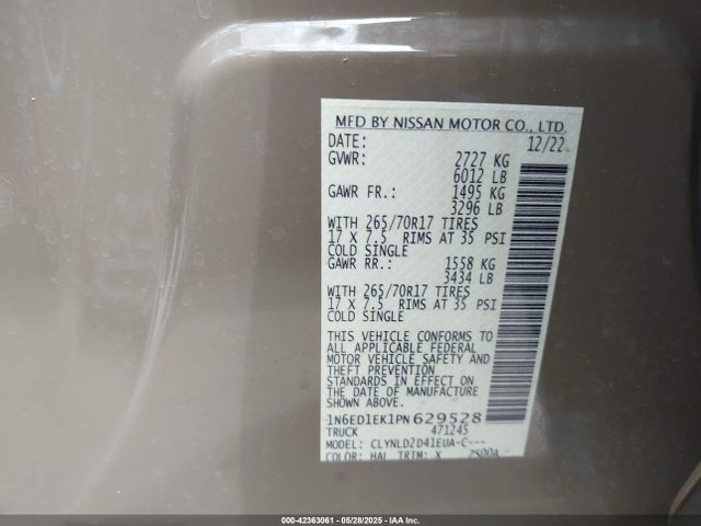 1N6ED1EK1PN629528 Nissan 2023