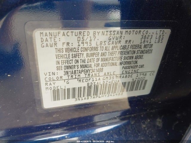 3N1AB7AP6HY341488 Nissan 2017