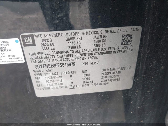 2015 CADILLAC SRX 3GYFNEE36FS615479 Photo 8