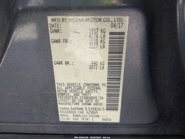 1N4AL3AP6HN350665 Nissan Altima