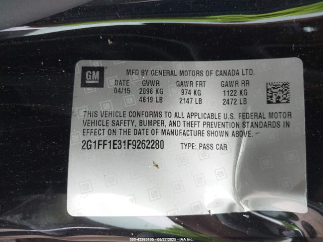 2015 CHEVROLET CAMARO 2G1FF1E31F9262280 Photo 8