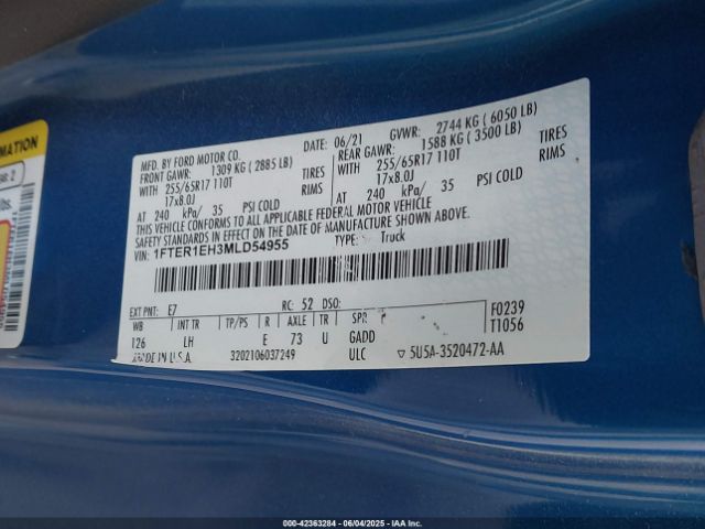 2021 FORD RANGER 1FTER1EH3MLD54955 Photo 8