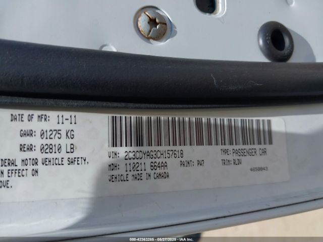 2012 DODGE CHALLENGER 2C3CDYAG3CH157618 Photo 8