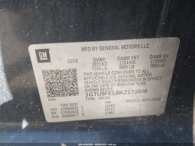 1GTU9FEL8KZ173809 GMC Sierra 1500 Denali