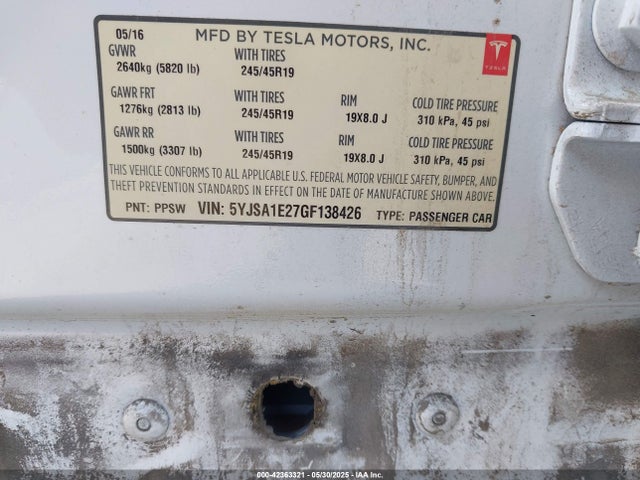 2016 TESLA MODEL S 5YJSA1E27GF138426 Photo 8