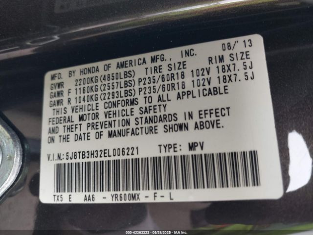 5J8TB3H32EL006221 Acura j35z2