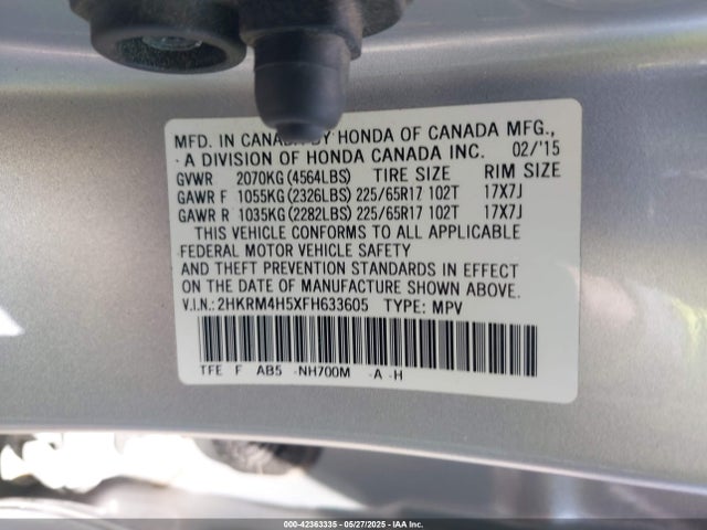 2HKRM4H5XFH633605 Honda k24w9
