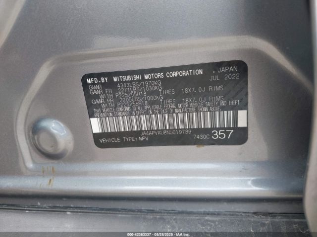 2022 MITSUBISHI OUTLANDER SPORT JA4APVAU8NU019789 Photo 8