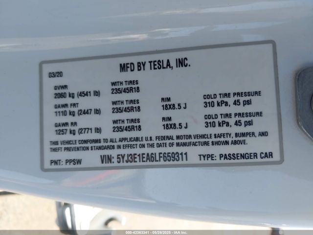 2020 TESLA MODEL 3 5YJ3E1EA6LF659311 Photo 8