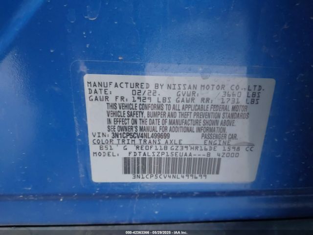2022 NISSAN KICKS 3N1CP5CV4NL499699 Photo 8