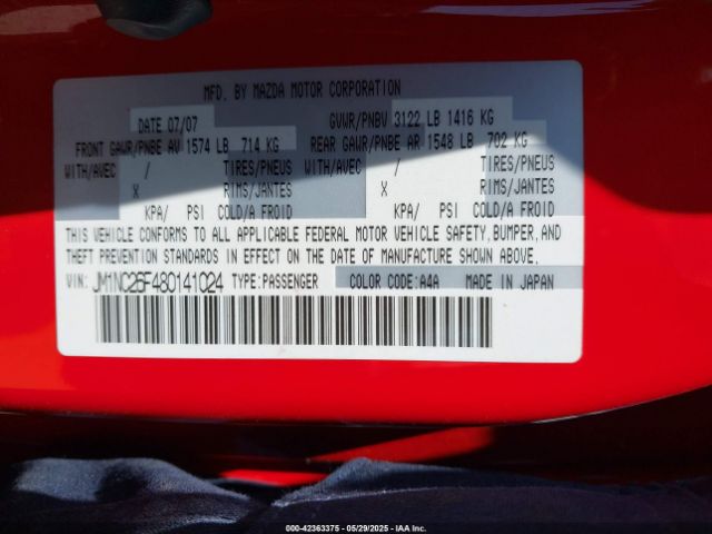 2008 MAZDA MX-5 JM1NC26F480141024 Photo 8