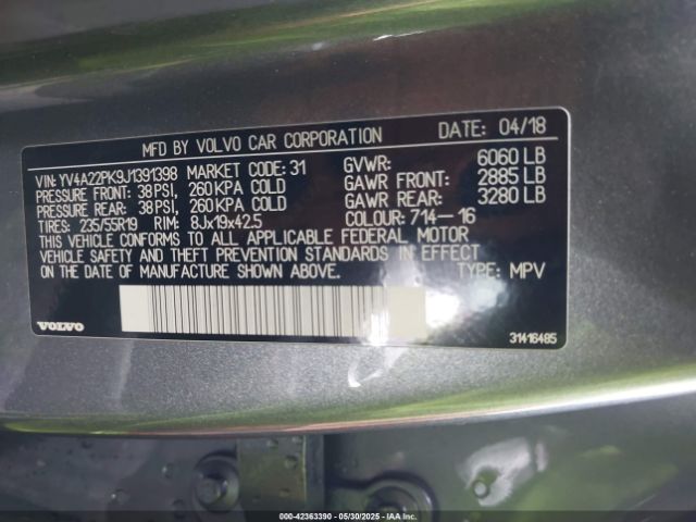 2018 VOLVO XC90 YV4A22PK9J1391398 Photo 8
