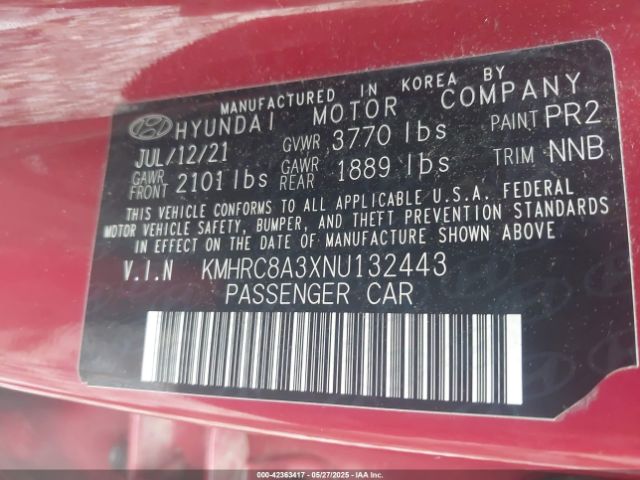KMHRC8A3XNU132443 Hyundai Venue Sel