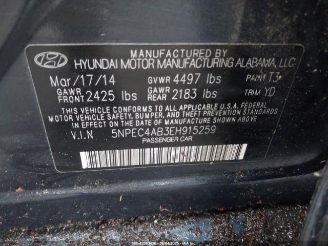 5NPEC4AB3EH915259 Hyundai Sonata Limited 2.0t