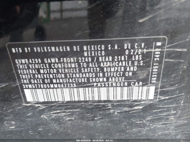 3VW5T7BU5MM047739 Volkswagen tsi
