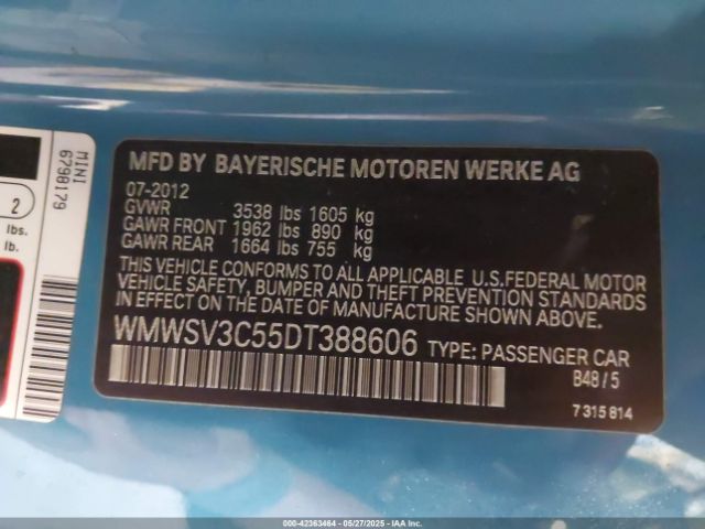 2013 MINI HARDTOP WMWSV3C55DT388606 Photo 8