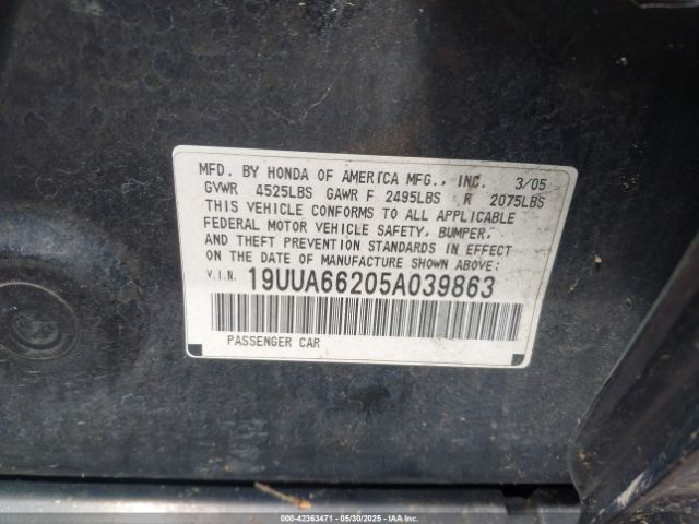 2005 ACURA TL 19UUA66205A039863 Photo 8