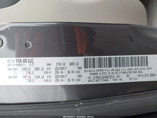 Dodge Grand Caravan 2017 2C4RDGCG2HR672219 Image 9