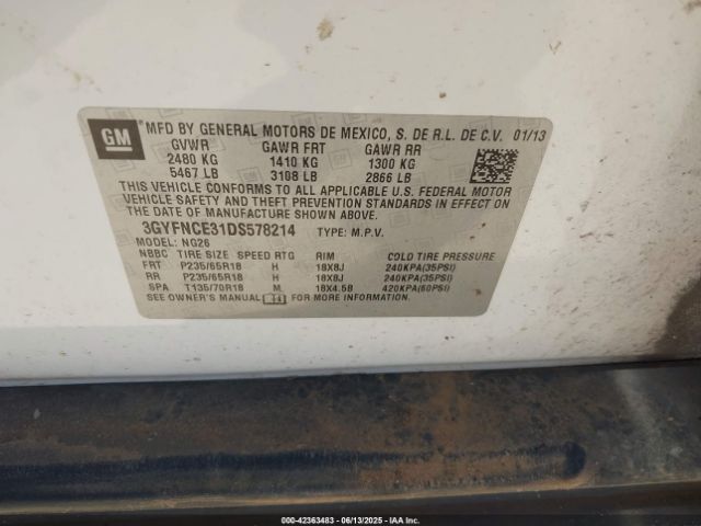 2013 CADILLAC SRX 3GYFNCE31DS578214 Photo 8