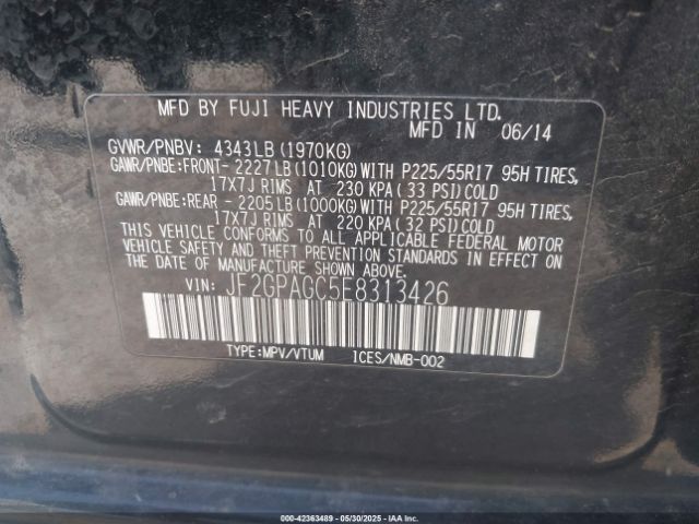 JF2GPAGC5E8313426 Subaru Xv Crosstrek 2.0i Limited