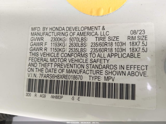 7FARS6H8XRE018670 Honda lfc3