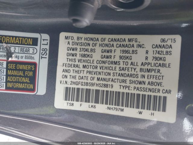 2HGFG3B59FH528819 Honda Civic Lx