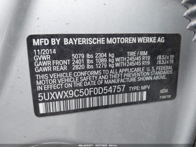 2015 BMW X3 5UXWX9C50F0D54757 Photo 8