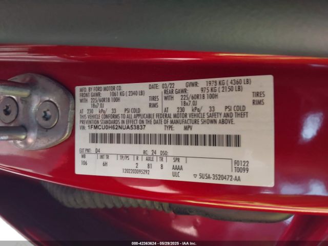 2022 FORD ESCAPE 1FMCU0H62NUA53837 Photo 8