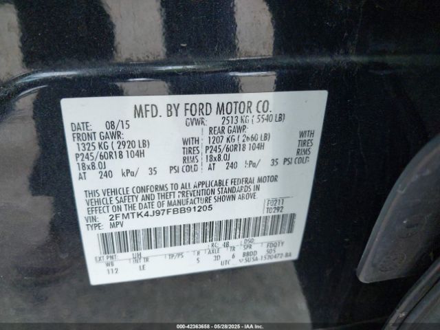 2015 FORD EDGE 2FMTK4J97FBB91205 Photo 8