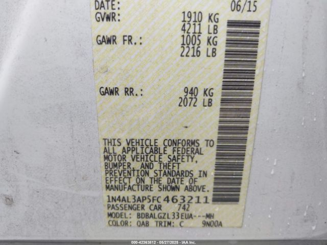 1N4AL3AP5FC463211 Nissan Altima 2.5 S