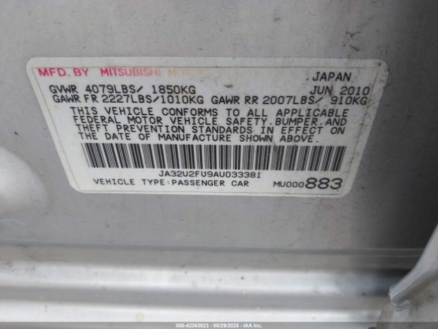 2010 MITSUBISHI LANCER JA32U2FU9AU033381 Photo 8