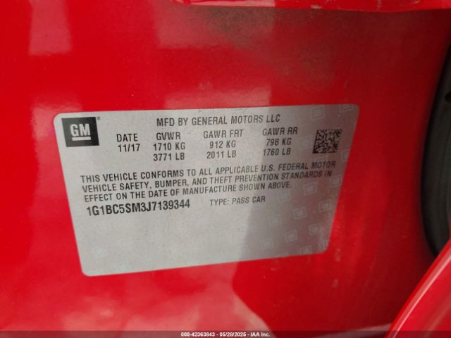 1G1BC5SM3J7139344 Chevrolet Cruze Ls Auto