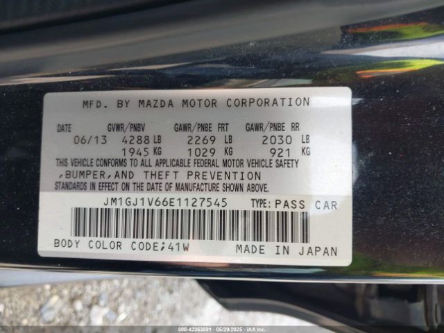 JM1GJ1V66E1127545 Mazda Mazda6 I Touring