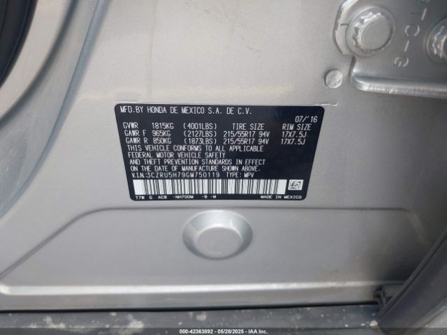 3CZRU5H79GM750119 Honda Hr-v Ex-l