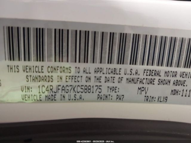 1C4RJFAG7KC588175 Jeep Grand Cherokee Altitude 4x4