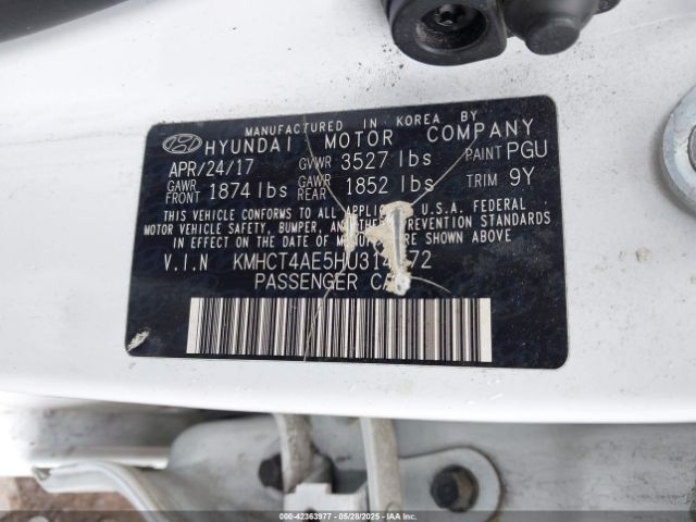 KMHCT4AE5HU314572 Hyundai ACCENT SE
