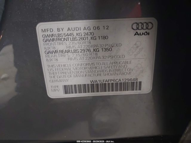 2012 AUDI Q5 WA1LFAFP6CA129648 Photo 8