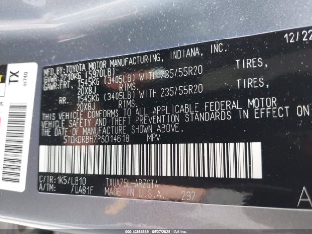 2023 TOYOTA HIGHLANDER 5TDKDRBH7PS014618 Photo 8
