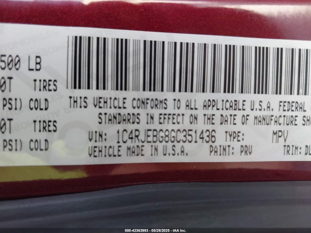 1C4RJEBG8GC351436 Jeep Grand Cherokee Limited