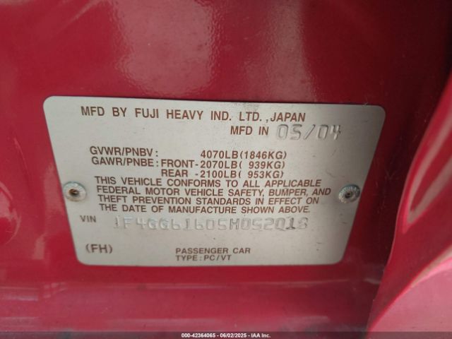2005 SAAB 9-2X JF4GG61605H052018 Photo 8