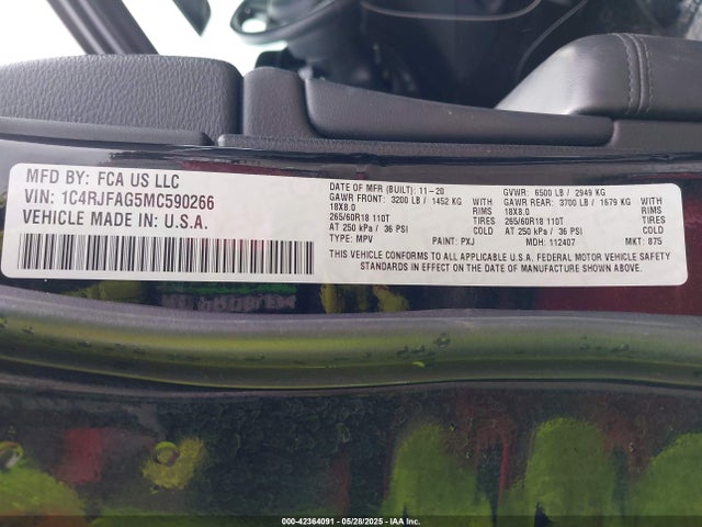 1C4RJFAG5MC590266 Jeep Grand Cherokee