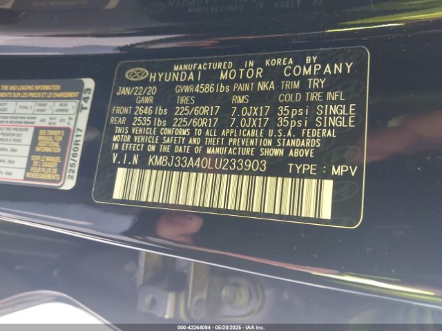 2020 HYUNDAI TUCSON KM8J33A40LU233903 Photo 8