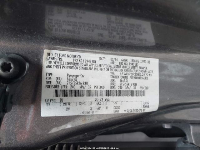 1FADP3F25EL287712 Ford FOCUS SE